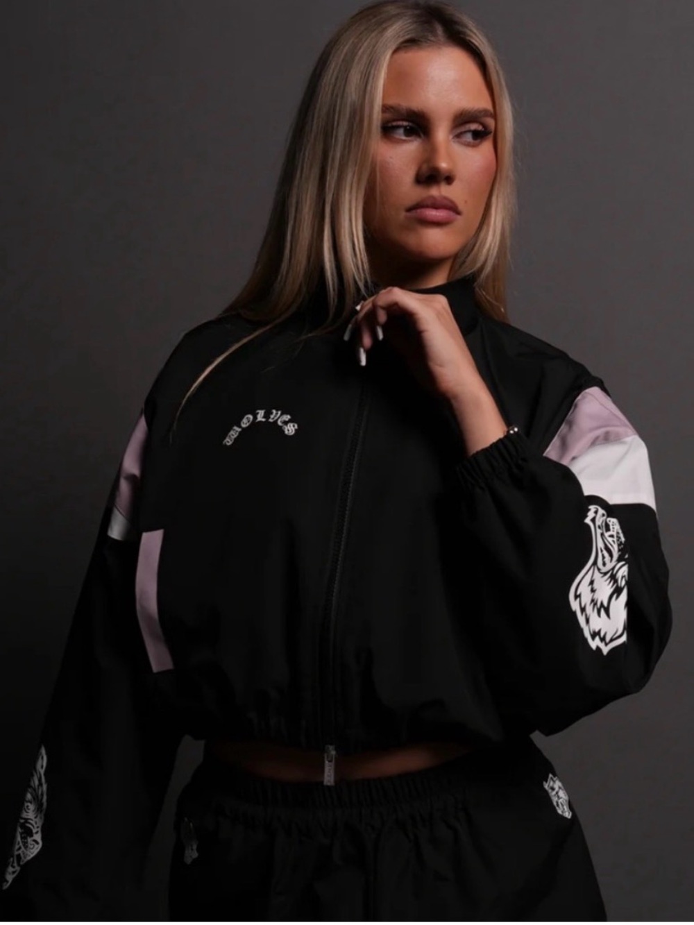 Darc Sport Nadia Track Jacket Death Becomes Her Black Purple Crop Windbreaker S